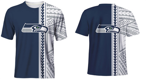 Men's Seattle Seahawks Navy/White T-Shirt
