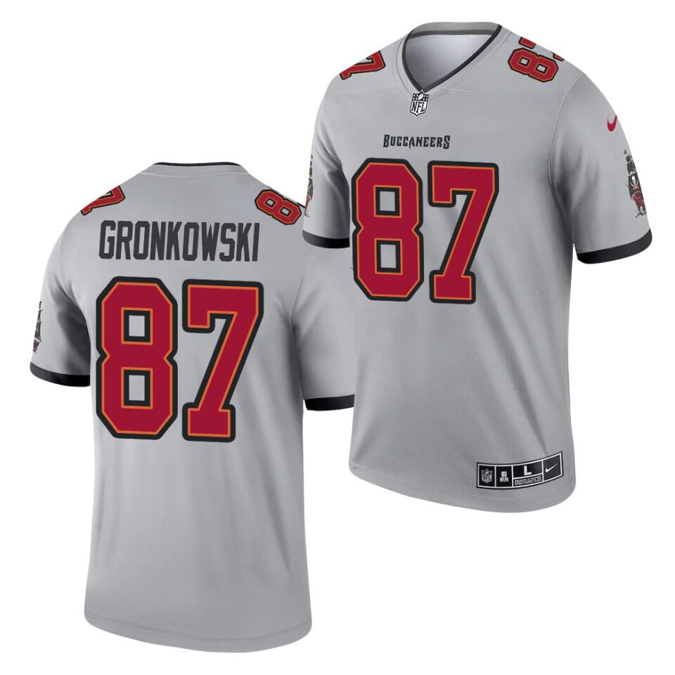 Men's Tampa Bay Buccaneers #87 Rob Gronkowski Gray 2021 Inverted Legend Stitched Jersey