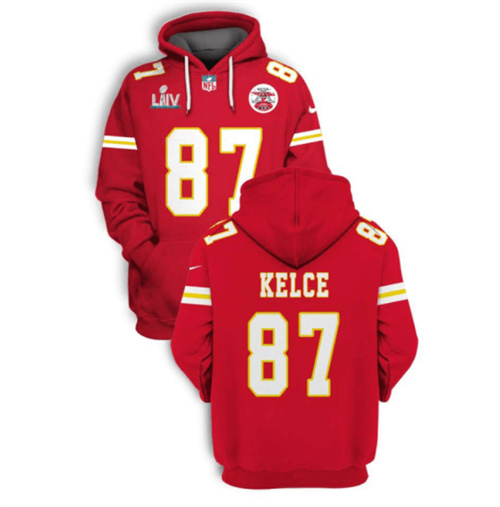Men's Kansas City Chiefs #87 Travis Kelce Red 2021 Super Bowl LIV ...