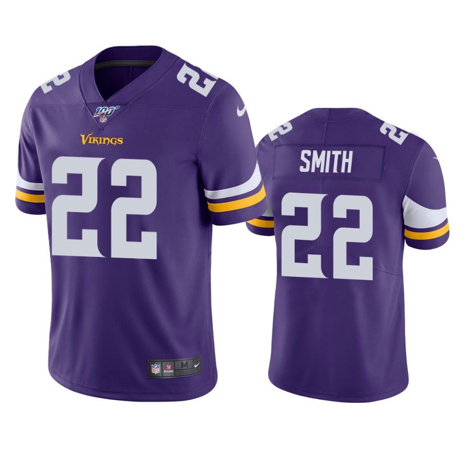 Men's Minnesota Vikings #22 Harrison Smith Purple 2019 100th Season Vapor Untouchable Limited Stitched NFL Jersey