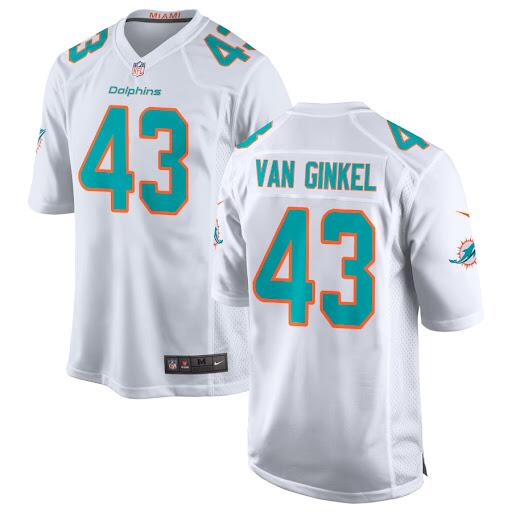 Men's Miami Dolphins #43 Andrew Van Ginkel White Stitched Football Jersey