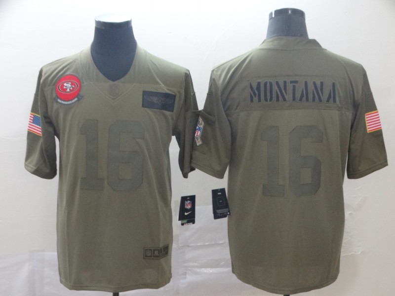 Men's San Francisco 49ers #16 Joe Montana 2019 Camo Salute To Service Limited Stitched NFL Jersey