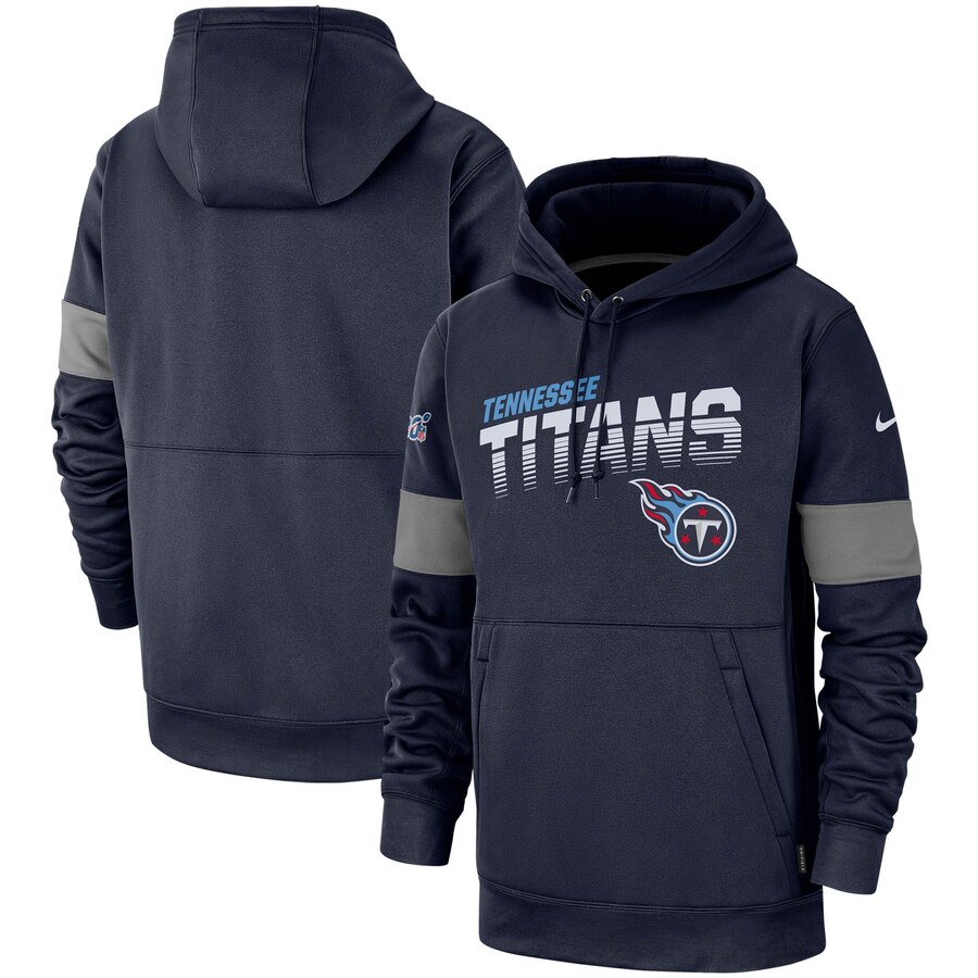 Men's Tennessee Titans Navy Sideline Team Logo Performance Pullover Hoodie