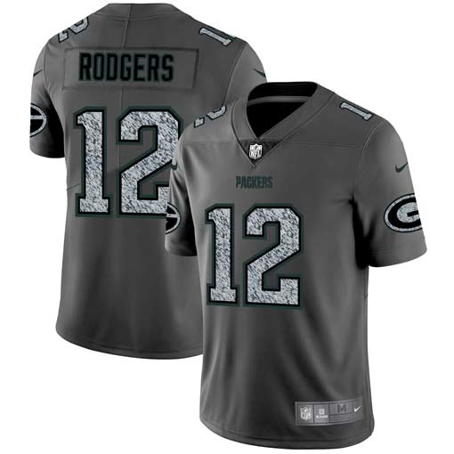 Men's Green Bay Packers #12 Aaron Rodgers 2019 Gray Fashion Static Limited Stitched NFL Jersey