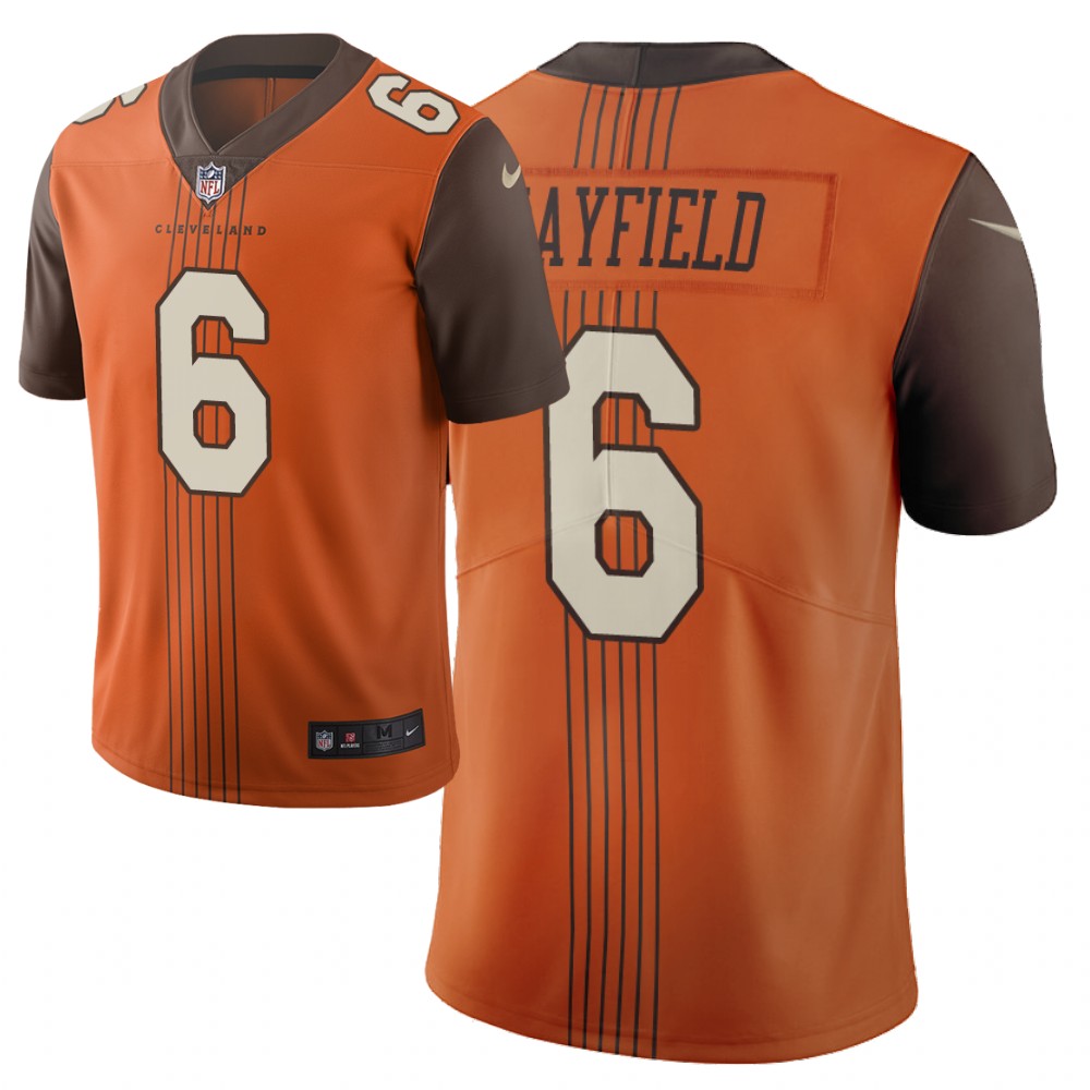Men's Cleveland Browns #6 Baker Mayfield Brown 2019 City Edition Limited Stitched NFL Jersey