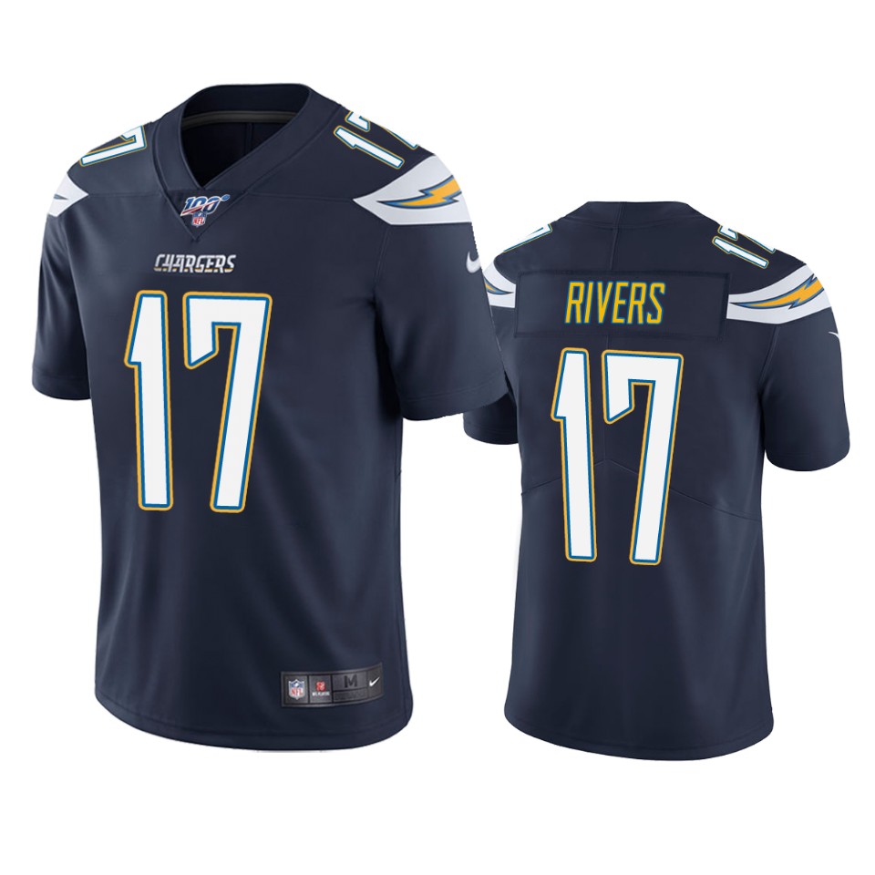 Men's Los Angeles Chargers #17 Philip Rivers Navy 2019 100th Season Vapor Untouchable Limited Stitched NFL Jersey