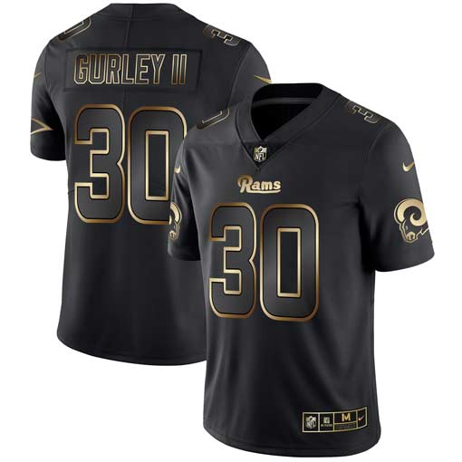 Men's Los Angeles Rams #30 Todd Gurley II 2019 Black Gold Edition Stitched NFL Jersey