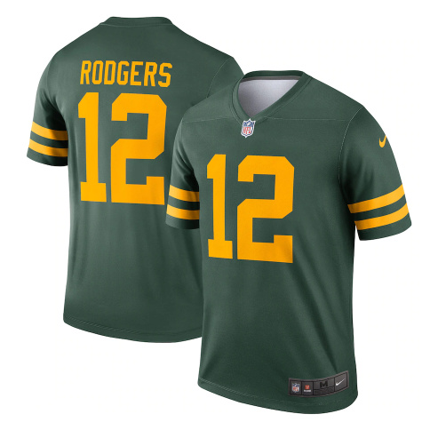 Men's Green Bay Packers #12 Aaron Rodgers 2021 Green Legend Stitched Football Jersey