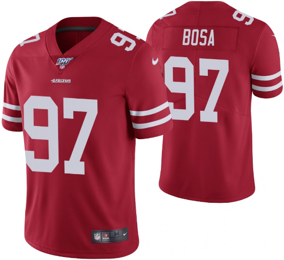 Men's San Francisco 49ers #97 Nick Bosa Red 2019 100th Season Vapor Untouchable Limited Stitched NFL Jersey