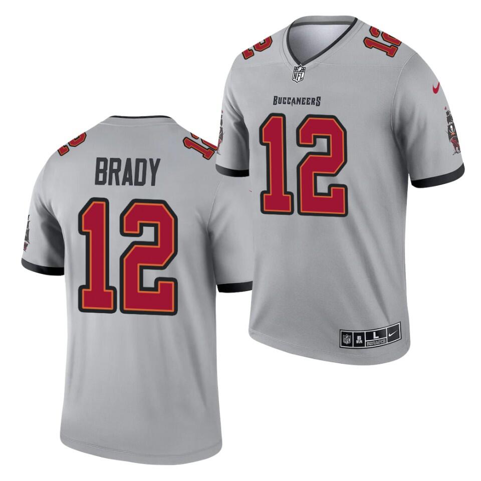Men's Tampa Bay Buccaneers #12 Tom Brady Gray 2021 Inverted Legend Stitched Jersey