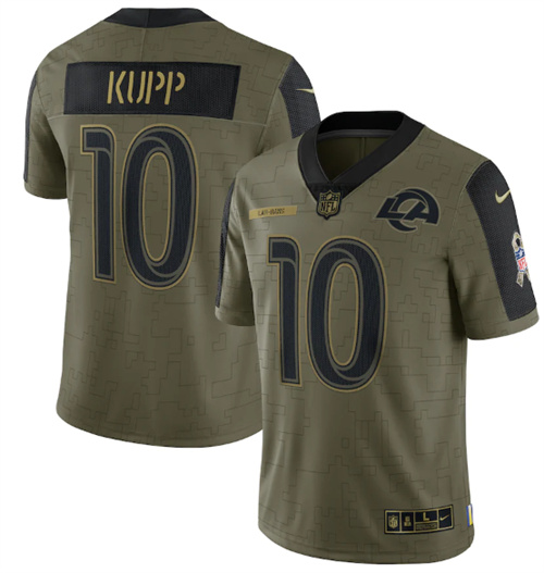 Men's Los Angeles Rams #10 Cooper Kupp 2021 Olive Salute To Service Limited Stitched Jersey
