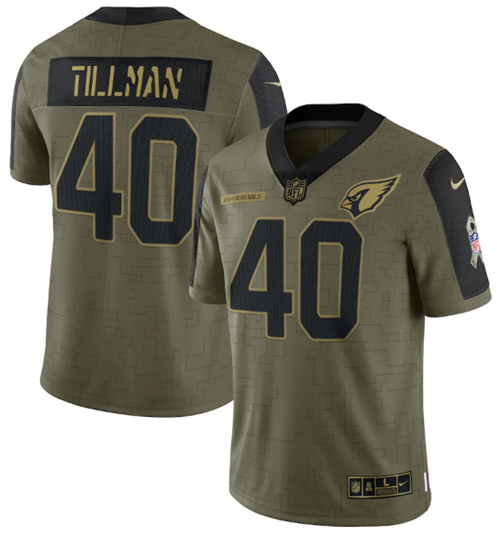 Men's Arizona Cardinals #40 Pat Tillman 2021 Olive Salute To Service Limited Stitched Jersey