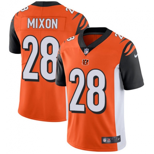 Men's Cincinnati Bengals #28 Joe Mixon Orange Stitched NFL Vapor Untouchable Limited Jersey