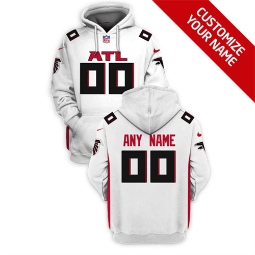 Men's Atlanta Falcons Active Player Custom 2021 White Pullover Hoodie