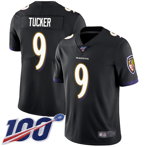 Men's Baltimore Ravens #9 Justin Tucker Black 2019 100th Season Vapor Untouchable Limited NFL Jersey