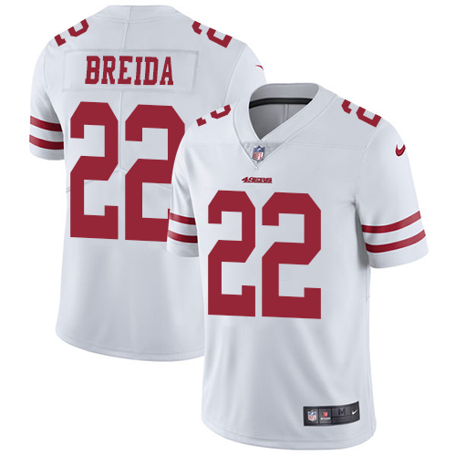 Men's San Francisco 49ers #22 Matt Breida White Vapor Untouchable Limited Stitched NFL Jersey