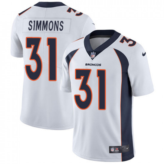 Men's Denver Broncos #31 Justin Simmons White Vapor Untouchable Limited Stitched NFL Jersey