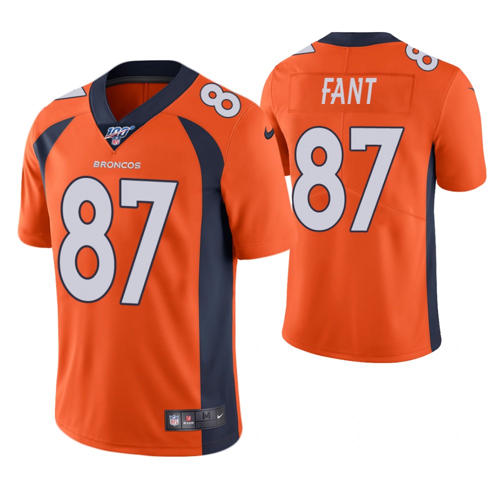 Men's Denver Broncos #87 Noah Fant Orange 2019 100th Season Vapor Untouchable Limited Stitched NFL Jersey