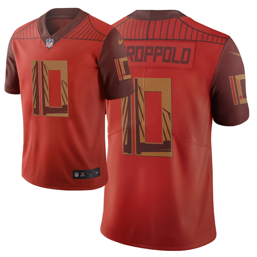 Men's San Francisco 49ers #10 Jimmy Garoppolo Orange 2019 City Edition Limited Stitched NFL Jersey