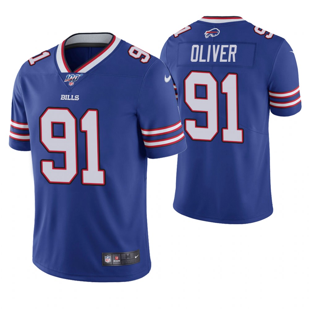 Men's Buffalo Bills #91 Ed Oliver 100th Season Blue Vapor Untouchable ...