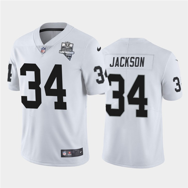 Men's Oakland Raiders White #34 Bo Jackson 2020 Inaugural Season Vapor Limited Stitched NFL Jersey