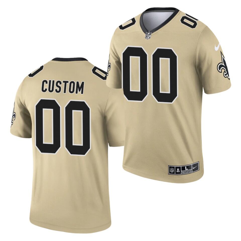Men's New Orleans Saints ACTIVE PLAYER Custom Gold 2021 Inverted Legend Stitched Jersey