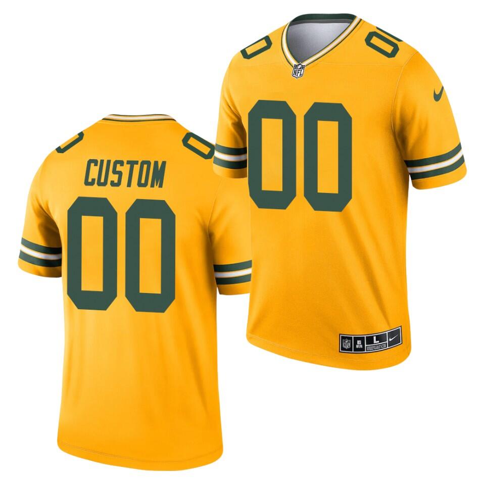 Men's Green Bay Packers ACTIVE PLAYER Custom Gold 2021 Inverted Legend Stitched Jersey