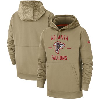 Men's Atlanta Falcons Tan 2019 Salute To Service Sideline Therma Pullover Hoodie