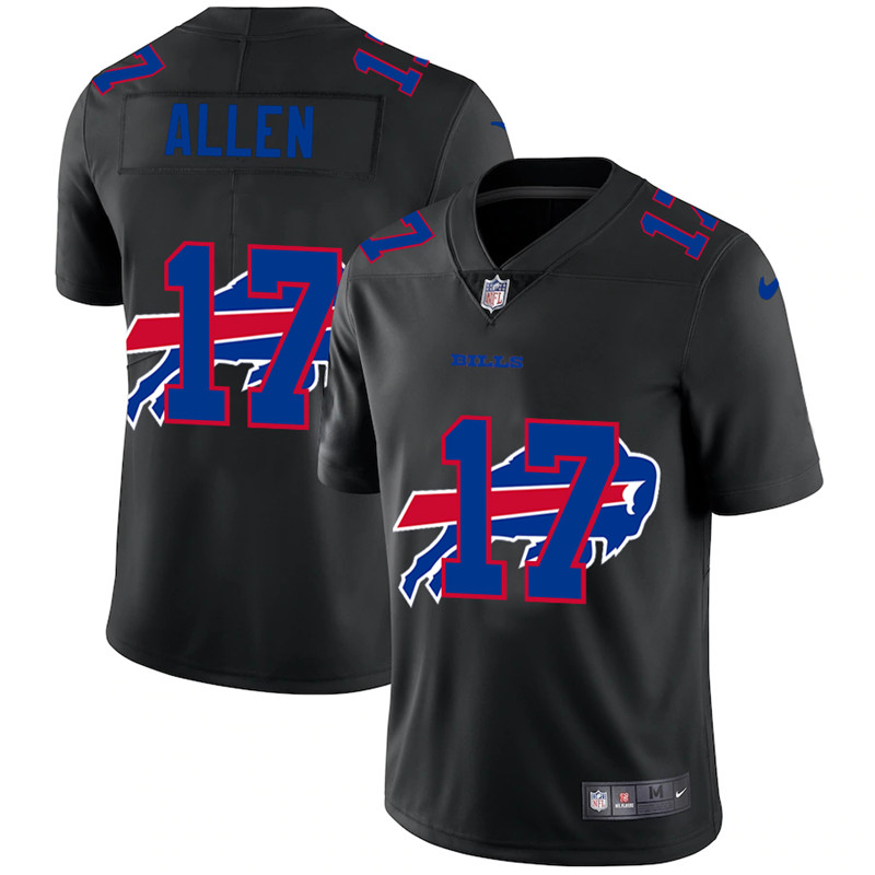 Men's Buffalo Bills #17 Josh Allen Black Shadow Logo Limited Stitched NFL Jersey