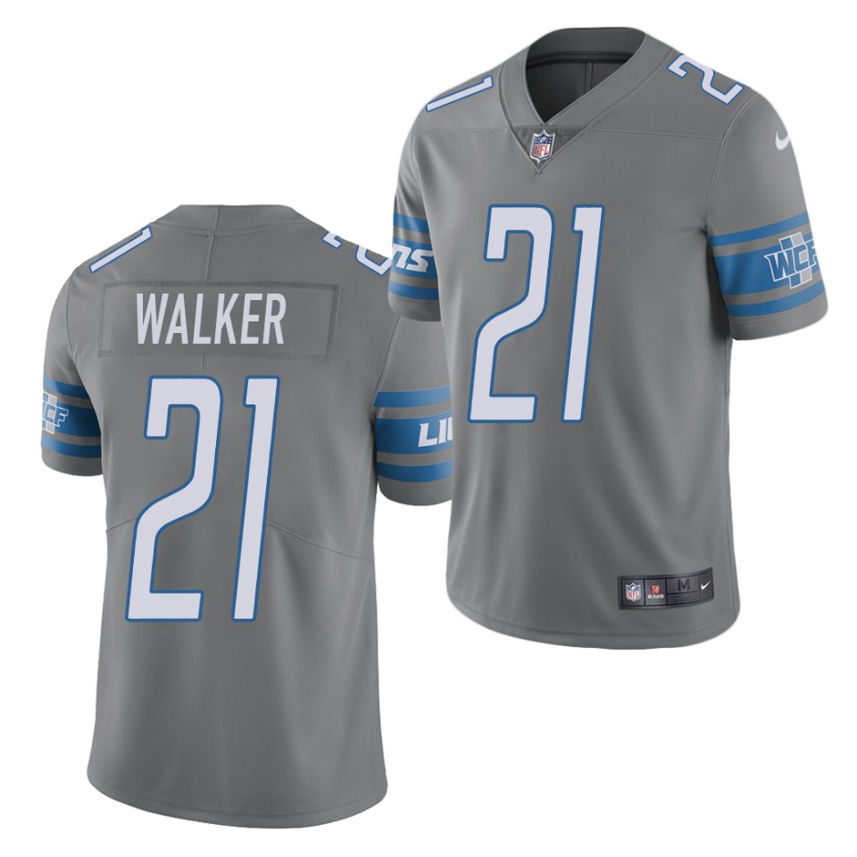 Men's Lions #21 Tracy Walker Grey Limited Stitched NFL Jersey