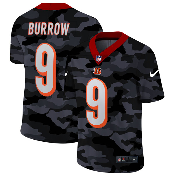 Men's Cincinnati Bengals #9 Joe Burrow 2020 Camo Limited Stitched NFL Jersey