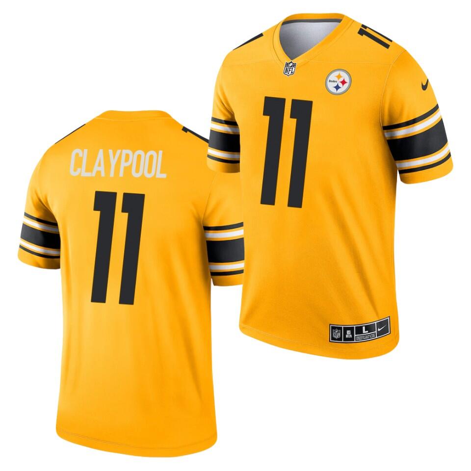 Men's Pittsburgh Steelers #11 Chase Claypool Gold 2021 Inverted Legend Stitched Jersey