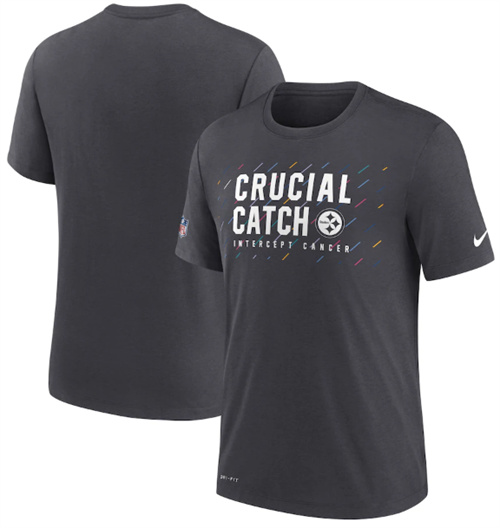 Men's Pittsburgh Steelers Charcoal 2021 Crucial Catch Performance T-Shirt