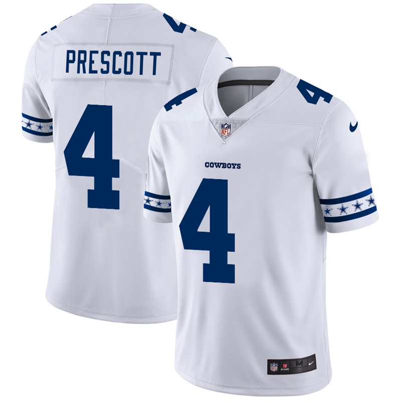 Men's Dallas Cowboys #4 Dak Prescott White 2019 Team Logo Cool Edition Stitched NFL Jersey