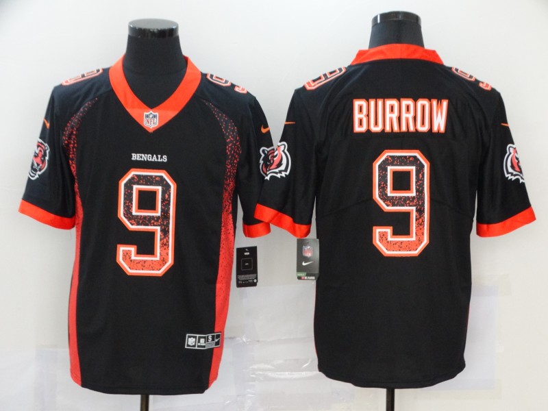 Men's Cincinnati Bengals #9 Joe Burrow Black Drift Fashion Color Rush Limited Stitched NFL Jersey