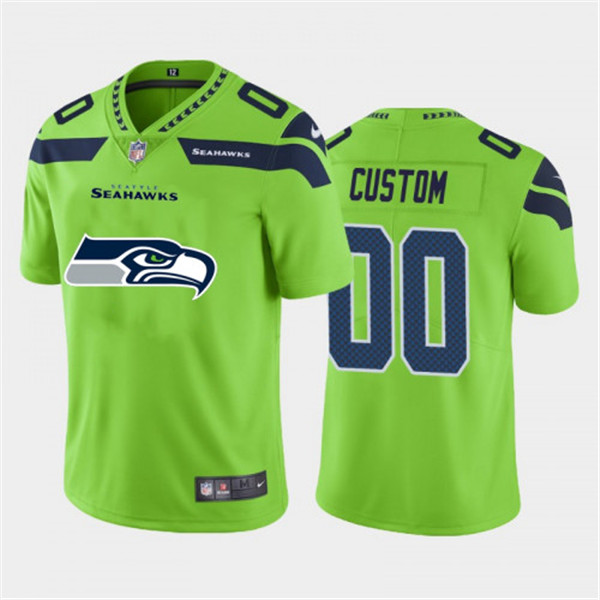 Men's Seattle Seahawks ACTIVE PLAYER Custom 2020 Green Team Big Logo Limited Stitched Jersey