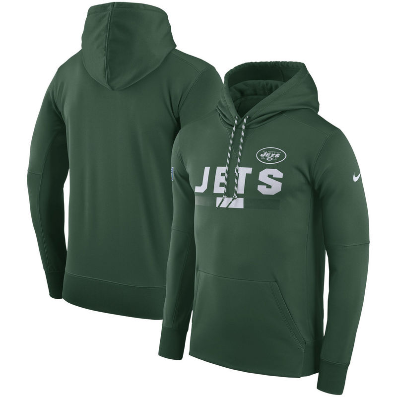 Men's New York Jets Nike Green Sideline Team Name Performance Pullover Hoodie