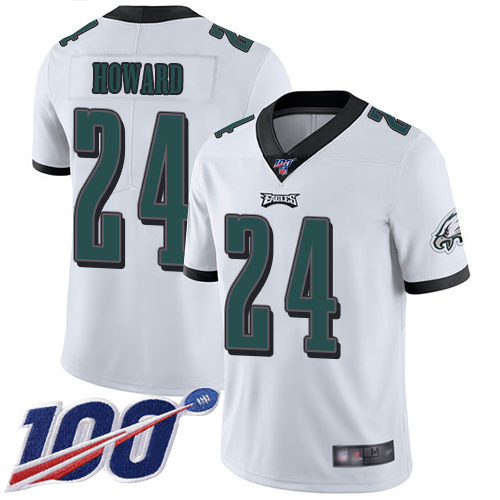Men's Philadelphia Eagles #24 Jordan Howard White 2019 100th Season Vapor Untouchable Limited Stitched NFL Jersey