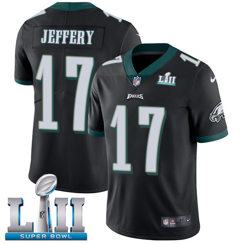 Men's Philadelphia Eagles #17 Alshon Jeffery Black Super Bowl LII Game Stitched NFL Jersey
