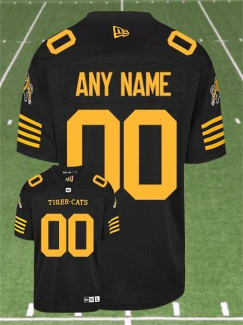Men's Hamilton Tiger-Cats Home Black Custom Stitched Jersey