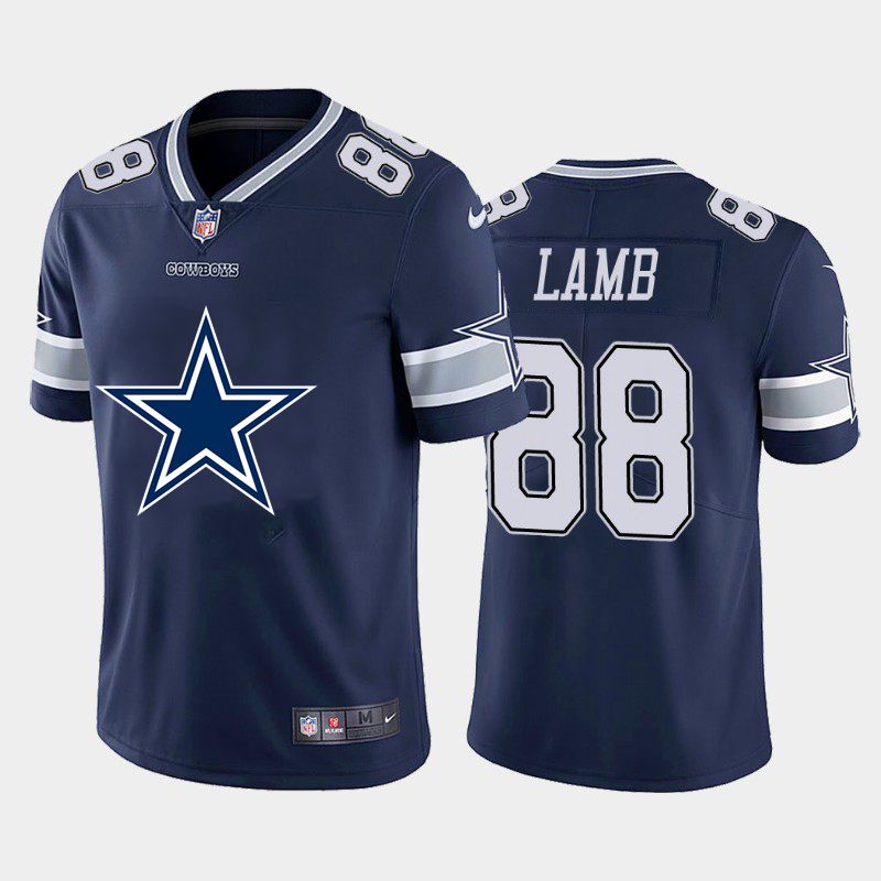 Men's Dallas Cowboys #88 CeeDee Lamb Navy 2020 Team Big Logo Limited Stitched NFL Jersey