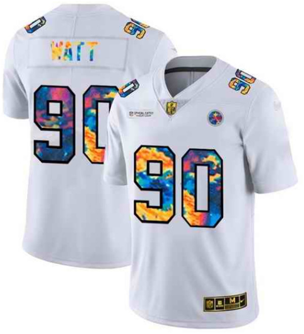 Men's Pittsburgh Steelers #90 T. J. Watt 2020 White Crucial Catch Limited Stitched NFL Jersey (Check description if you want Women or Youth size)