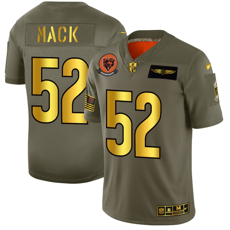 Men's Chicago Bears #52 Khalil Mack 2019 Olive/Gold Salute To Service Limited Stitched NFL Jersey