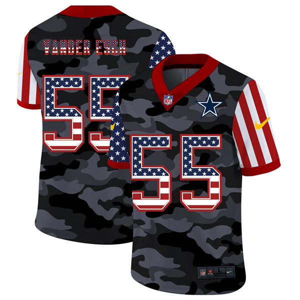 Men's Dallas Cowboys #55 Leighton Vander Esc 2020 Camo USA Flag Limited Stitched NFL Jersey