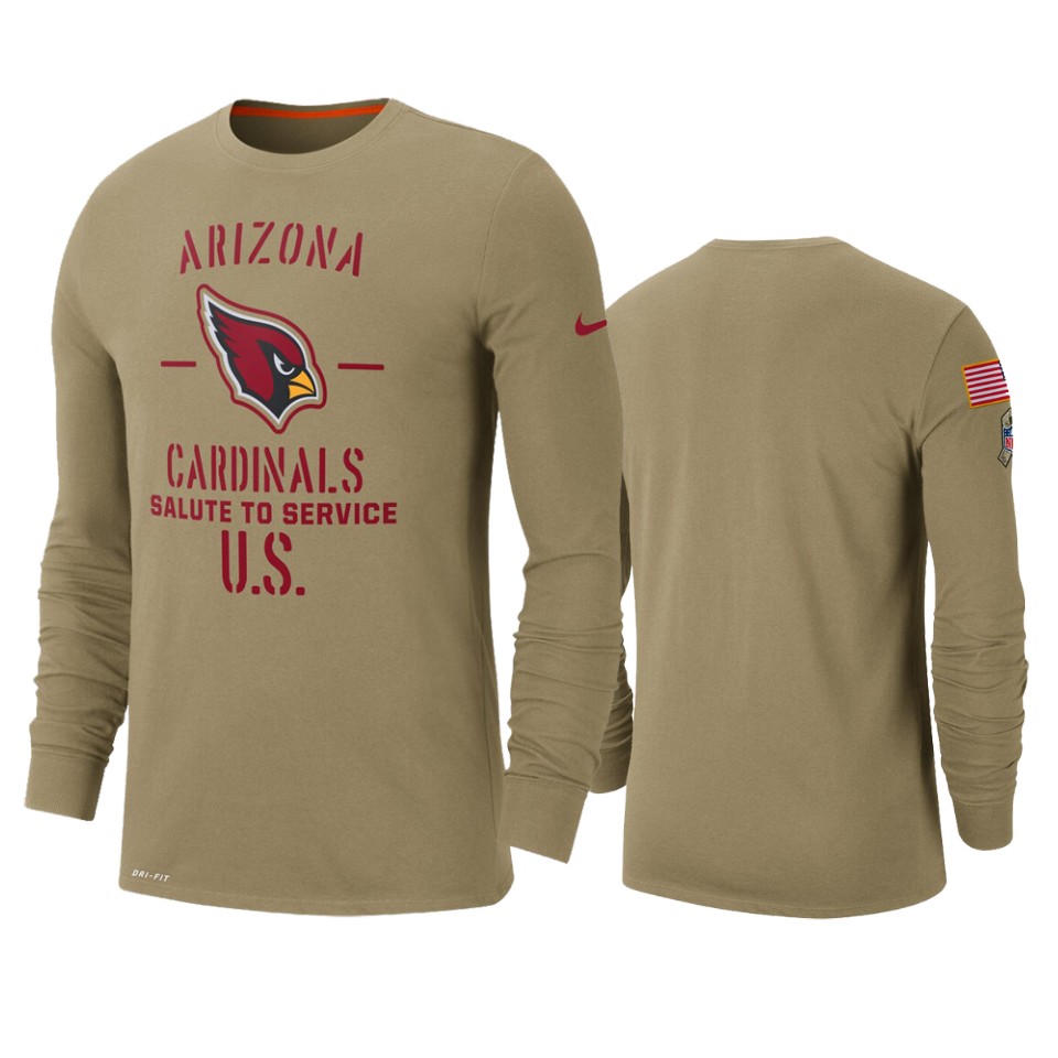 Men's Arizona Cardinals Tan 2019 Salute To Service Sideline Performance Long Sleeve Shirt