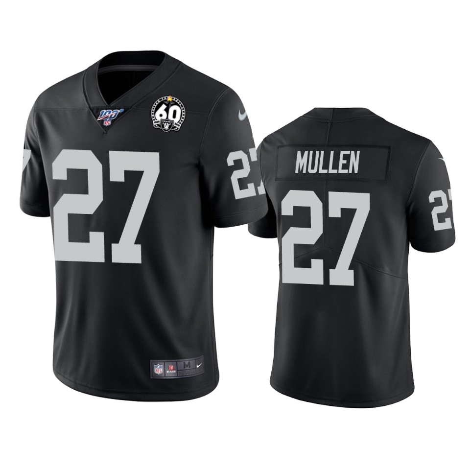 Men's Oakland Raiders #27 Trayvon Mullen Black 100th Season With 60 Patch Vapor Limited Stitched NFL Jersey