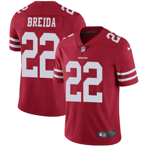Men's San Francisco 49ers #22 Matt Breida Red Vapor Untouchable Limited Stitched NFL Jersey