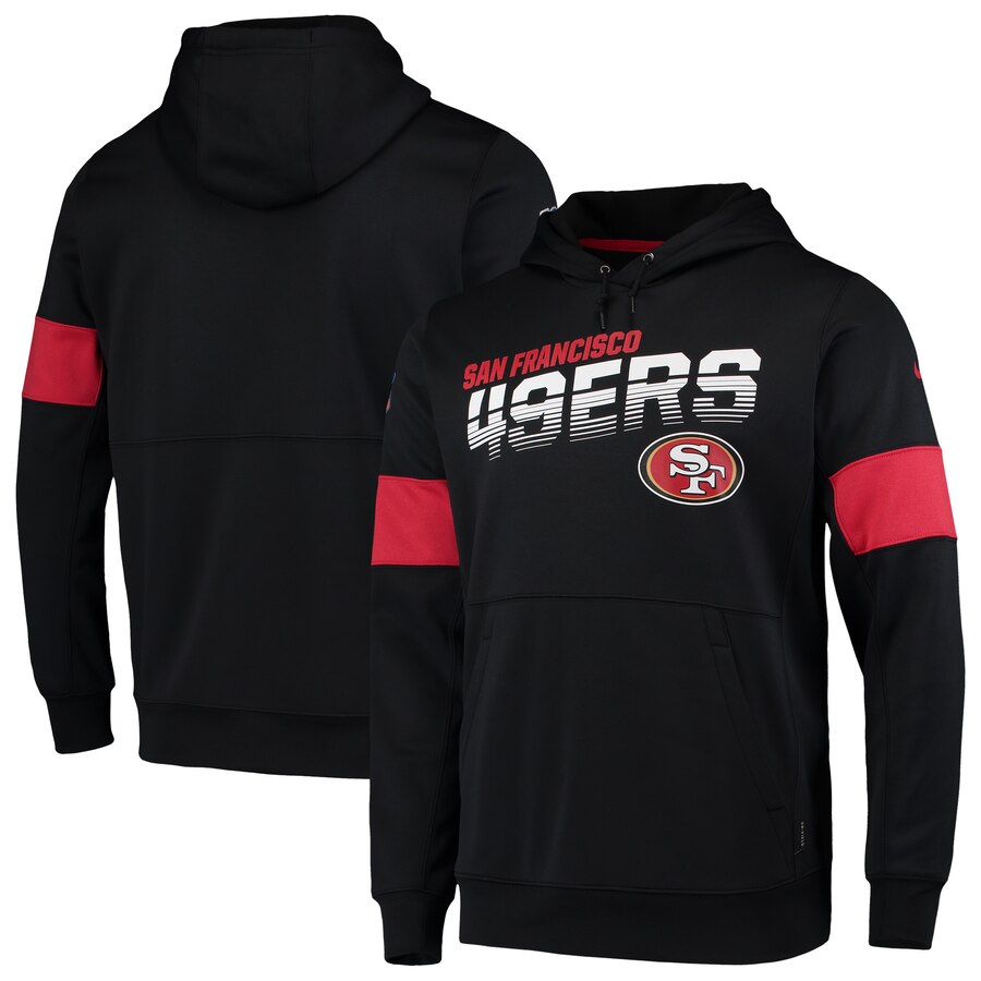 Men's San Francisco 49ers Black Sideline Team Logo Performance Pullover Hoodie