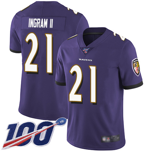 Men's Baltimore Ravens #21 Mark Ingram II Blue 2019 100th Season Vapor Untouchable Limited NFL Jersey