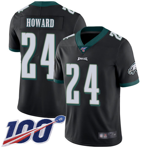 Men's Philadelphia Eagles #24 Jordan Howard Black 2019 100th Season Vapor Untouchable Limited Stitched NFL Jersey